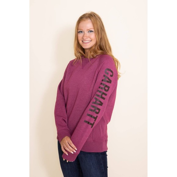 Carhartt Tops - Carhartt Midweight Logo Sleeve Graphic Sweatshirt Womens Large Beet Red Relaxed